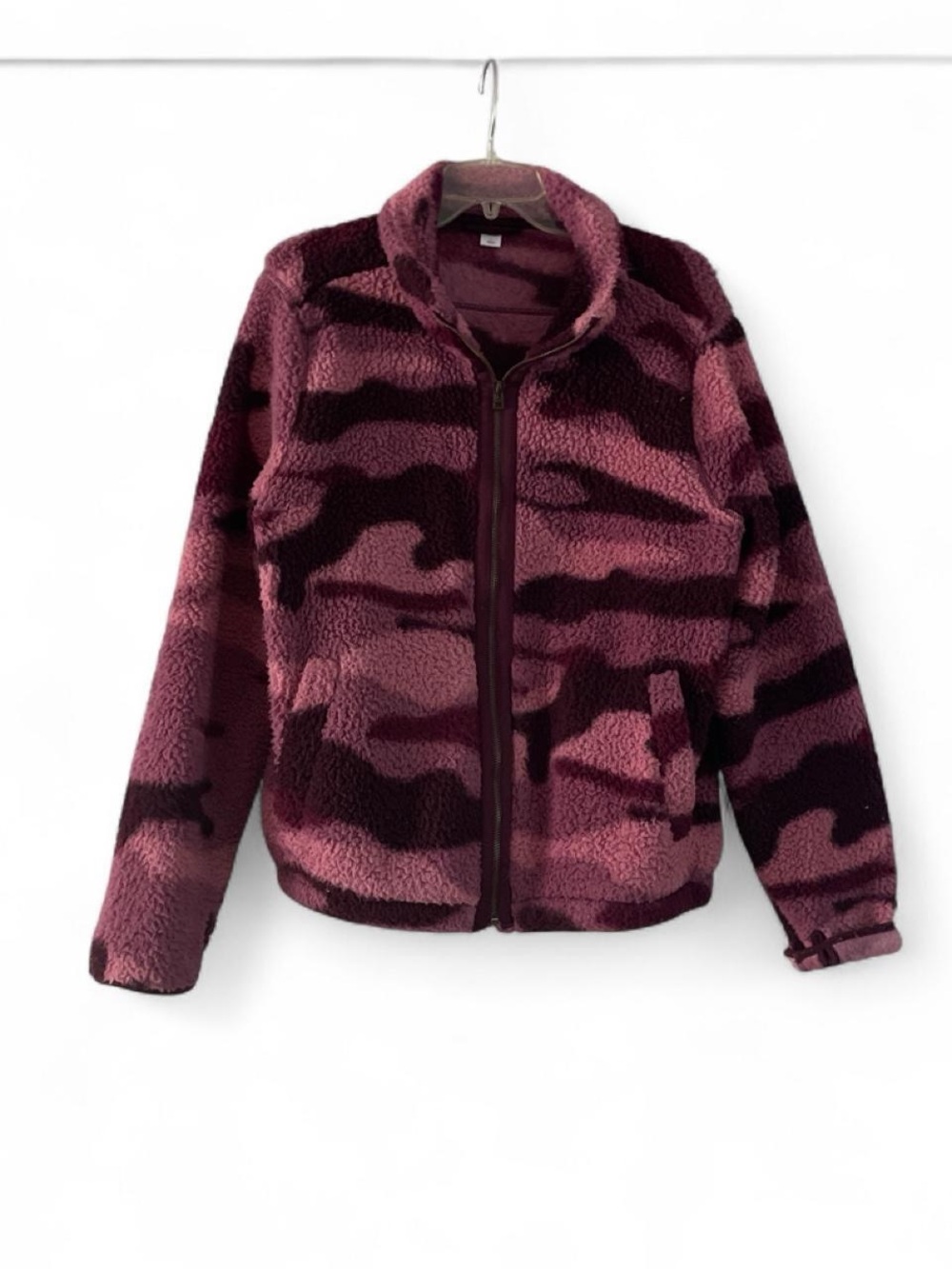 Old Navy Women's Burgundy and Dark Wine Teddy Jacket
